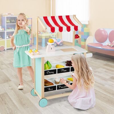 Costway Carretto dei gelati con ripiani di legno per bambini +3 anni, Supermercato per bambini con 6 gelati giocattolo Rosso Costway Carretto dei gelati con ripiani di legno per bambini +3 anni, Supermercato per bambini con 6 gelati giocattolo Rosso