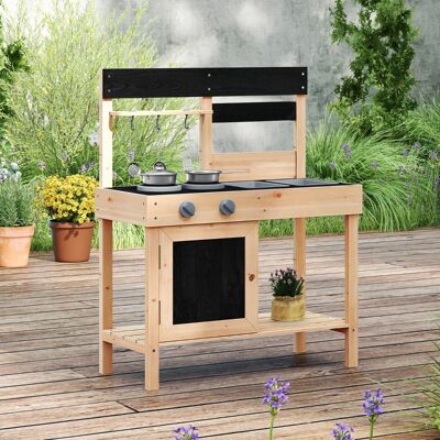 Costway Cucina da esterno per bambini con 2 lavandini removibili, Set da cucina per bambini da cucina con spazio Naturale Costway Cucina da esterno per bambini con 2 lavandini removibili, Set da cucina per bambini da cucina con spazio Naturale