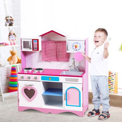 Costway Cucina da gioco con lavello rubinetto forno a microonde fornelli per bambini, Set da cucina da gioco 82x30x100,5cm Costway Cucina da gioco con lavello rubinetto forno a microonde fornelli per bambini, Set da cucina da gioco 82x30x100,5cm