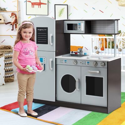 Costway Cucina giocattolo per bambini con accessori personalizzati manopole, Cucina verticale in legno Costway Cucina giocattolo per bambini con accessori personalizzati manopole, Cucina verticale in legno