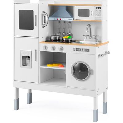 Costway Cucinetta per bambini con cappa macchina del ghiaccio telefono, Cucina con luci e suoni realistici per bambini Legno naturale Costway Cucinetta per bambini con cappa macchina del ghiaccio telefono, Cucina con luci e suoni realistici per bambini Legno naturale