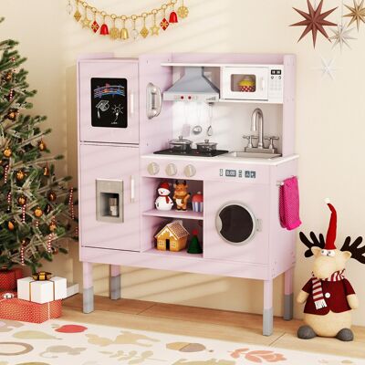 Costway Cucinetta per bambini con cappa macchina del ghiaccio telefono, Cucina con luci e suoni realistici per bambini Rosa Costway Cucinetta per bambini con cappa macchina del ghiaccio telefono, Cucina con luci e suoni realistici per bambini Rosa