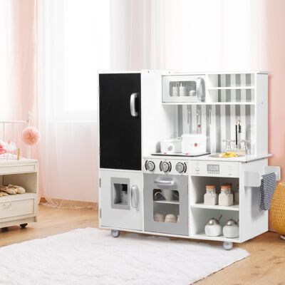 Costway Cucina giocattolo per bambini con suoni lavagna lavello rimovibile, Cucinetta realistica educativo Bianco Costway Cucina giocattolo per bambini con suoni lavagna lavello rimovibile, Cucinetta realistica educativo Bianco