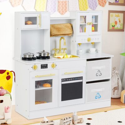 Costway Cucinetta in legno con fornelli con suoni e luci e macchina da caffè, Gioco cucina di ruolo per bambini 3+ anni Bianco Costway Cucinetta in legno con fornelli con suoni e luci e macchina da caffè, Gioco cucina di ruolo per bambini 3+ anni Bianco