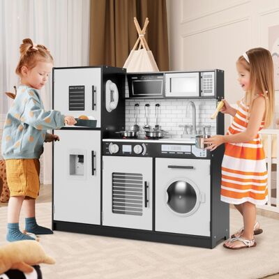 Costway Set di cucina giocattolo con forno lavatrice microonde dispenser d’acqua, Giocattolo da chef per gioco di fantasia Nero Costway Set di cucina giocattolo con forno lavatrice microonde dispenser d’acqua, Giocattolo da chef per gioco di fantasia Nero