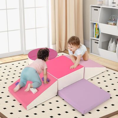 Costway Bloc di Arrampicata in Schiuma per Bambini - Rosa - Gioco al Chiuso Costway Bloc di Arrampicata in Schiuma per Bambini - Rosa - Gioco al Chiuso