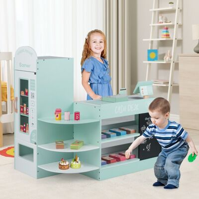Costway Negozio alimentare per bambini con cassa macchina pos distributore automatico, Set di giocattoli supermercato Verde Costway Negozio alimentare per bambini con cassa macchina pos distributore automatico, Set di giocattoli supermercato Verde