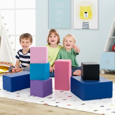 Costway Grandi blocchi di schiuma da costruzione per bambini, Set di 7 pezzi per impilare e arrampicarsi Costway Grandi blocchi di schiuma da costruzione per bambini, Set di 7 pezzi per impilare e arrampicarsi