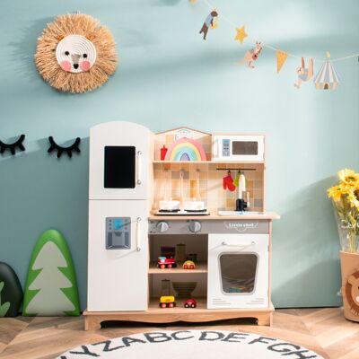 Costway Cucina finta giocattolo con suoni e luci realistici per bambini, Cucina realistica con accessori completi Costway Cucina finta giocattolo con suoni e luci realistici per bambini, Cucina realistica con accessori completi