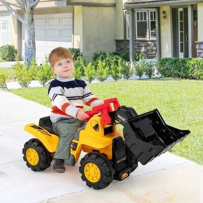 Costway Macchina bulldozer a pedali per bambini, Camion giocattolo con secchio regolabile clacson casco e 3 pietre giocattolo Costway Macchina bulldozer a pedali per bambini, Camion giocattolo con secchio regolabile clacson casco e 3 pietre giocattolo