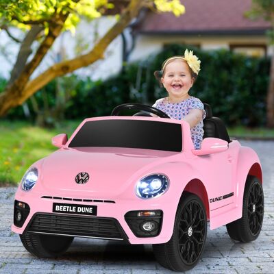 Costway Maggiolino per bambini elettrico con telecomando luci sedile accogliente, Giocattolo realistico cavalcabile Rosa Costway Maggiolino per bambini elettrico con telecomando luci sedile accogliente, Giocattolo realistico cavalcabile Rosa