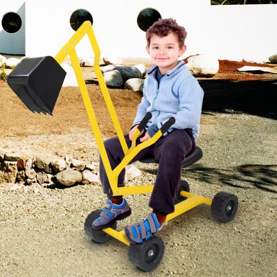 Costway Ruspa giocattolo cavalcabile per bambini, Rscavatore di sabbia metallico per bambini con rotazione di 360° 56x35x81cm Costway Ruspa giocattolo cavalcabile per bambini, Rscavatore di sabbia metallico per bambini con rotazione di 360° 56x35x81cm