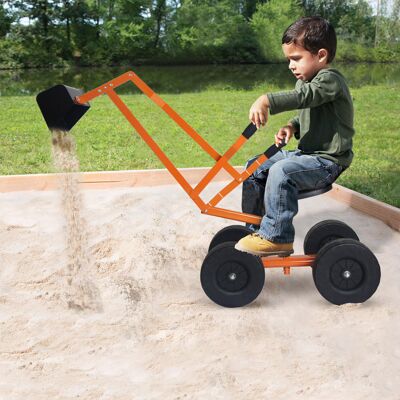 Costway Ruspa giocattolo cavalcabile per bambini, Rscavatore di sabbia metallico per bambini con rotazione di 360° 106x28x35cm Costway Ruspa giocattolo cavalcabile per bambini, Rscavatore di sabbia metallico per bambini con rotazione di 360° 106x28x35cm