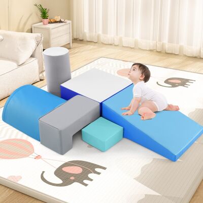 Costway Blocchi rampicanti in schiuma per bambini 1-3 anni, Blocchi rampicanti set rampicante indoor con rettangoli Blu scuro Costway Blocchi rampicanti in schiuma per bambini 1-3 anni, Blocchi rampicanti set rampicante indoor con rettangoli Blu scuro