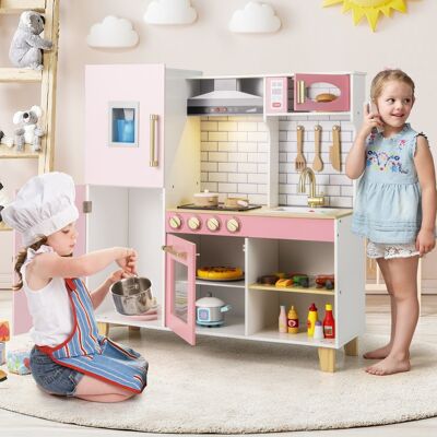 Costway Set da cucina per bambini con macchina del ghiaccio, Cucina giocattolo con luci e suoni per bambini Rosa Costway Set da cucina per bambini con macchina del ghiaccio, Cucina giocattolo con luci e suoni per bambini Rosa