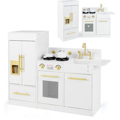 Costway Set da cucina giocattolo per bambini con frigorifero e lavastoviglie, Cucina in legno per bambini di età 3+ Bianco Costway Set da cucina giocattolo per bambini con frigorifero e lavastoviglie, Cucina in legno per bambini di età 3+ Bianco
