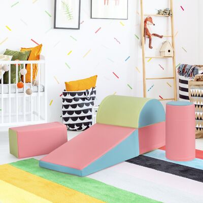 Costway Set di gioco da arrampicata per bambini da 5 pezzi, Strutture di gioco in schiuma impermeabili Rosa Costway Set di gioco da arrampicata per bambini da 5 pezzi, Strutture di gioco in schiuma impermeabili Rosa