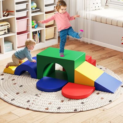 Costway Palestra morbida in PU strutture leggere per bambini per arrampicarsi, Set di 7 blocchi da arrampicata in schiuma da 1 anno in su Colorato Costway Palestra morbida in PU strutture leggere per bambini per arrampicarsi, Set di 7 blocchi da arrampicata in schiuma da 1 anno in su Colorato