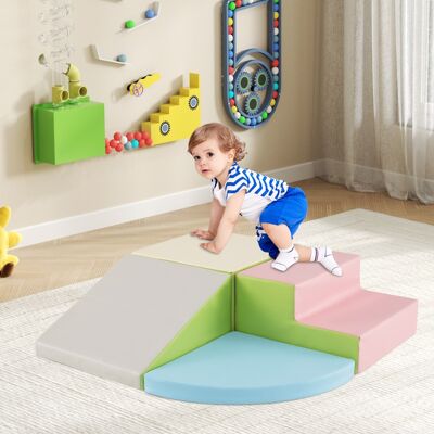 Costway Set di blocchi in schiuma con velcro per arrampicarsi e gattonare per bambini, Set di blocchi morbidi per lo sviluppo dei bambini Azzurro Costway Set di blocchi in schiuma con velcro per arrampicarsi e gattonare per bambini, Set di blocchi morbidi per lo sviluppo dei bambini Azzurro