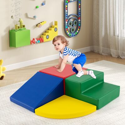 Costway Set di blocchi in schiuma con velcro per arrampicarsi e gattonare per bambini, Set di blocchi morbidi per lo sviluppo dei bambini Oro Costway Set di blocchi in schiuma con velcro per arrampicarsi e gattonare per bambini, Set di blocchi morbidi per lo sviluppo dei bambini Oro