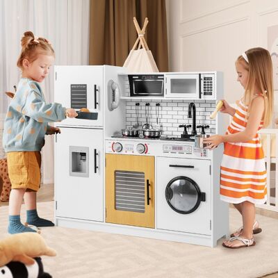 Costway Set di cucina giocattolo con forno lavatrice microonde dispenser d’acqua, Giocattolo da chef per gioco di fantasia Bianco Costway Set di cucina giocattolo con forno lavatrice microonde dispenser d’acqua, Giocattolo da chef per gioco di fantasia Bianco