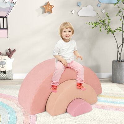 Costway Set di giocattoli per arrampicata per bambini di 3 pezzi, Tunnel gioco interna in schiuma con riempimento elastico Rosa Costway Set di giocattoli per arrampicata per bambini di 3 pezzi, Tunnel gioco interna in schiuma con riempimento elastico Rosa