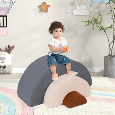 Costway Set di giocattoli per arrampicata per bambini di 3 pezzi, Tunnel gioco interna in schiuma con riempimento elastico Grigio Costway Set di giocattoli per arrampicata per bambini di 3 pezzi, Tunnel gioco interna in schiuma con riempimento elastico Grigio