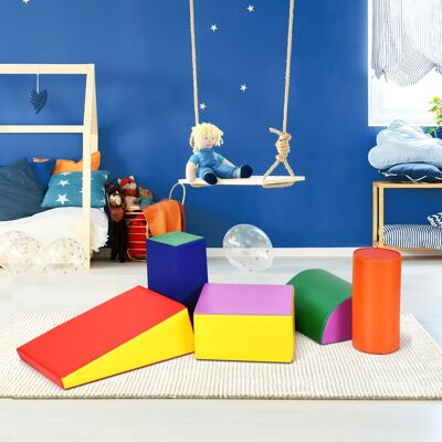 Costway Set di gioco da arrampicata per bambini da 5 pezzi, Strutture di gioco in schiuma impermeabili Colorato Costway Set di gioco da arrampicata per bambini da 5 pezzi, Strutture di gioco in schiuma impermeabili Colorato