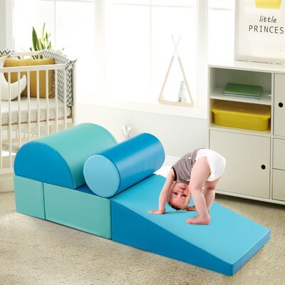 Costway Set di gioco da arrampicata per bambini da 5 pezzi, Strutture di gioco in schiuma impermeabili Blu Costway Set di gioco da arrampicata per bambini da 5 pezzi, Strutture di gioco in schiuma impermeabili Blu