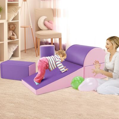 Costway Set di gioco da arrampicata per bambini da 5 pezzi, Strutture di gioco in schiuma impermeabili Viola Costway Set di gioco da arrampicata per bambini da 5 pezzi, Strutture di gioco in schiuma impermeabili Viola
