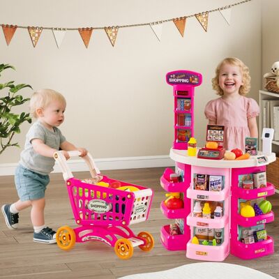 Costway Giocattolo supermercato finto con luci e 29 pezzi accessori, Set di gioco supermercato per bambini dai 3 anni in su Rosa Costway Giocattolo supermercato finto con luci e 29 pezzi accessori, Set di gioco supermercato per bambini dai 3 anni in su Rosa