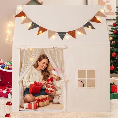 Costway Tenda da gioco per bambini per bambini 3-14 anni, Tenda per bambini da interno ed esterno con materassino antiscivolo Beige Costway Tenda da gioco per bambini per bambini 3-14 anni, Tenda per bambini da interno ed esterno con materassino antiscivolo Beige