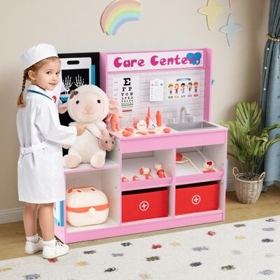 Costway Ufficio del dottore giocattolo medico in legno per bambini, Ufficio del dottore radiografie monitor ecg Rosa Costway Ufficio del dottore giocattolo medico in legno per bambini, Ufficio del dottore radiografie monitor ecg Rosa