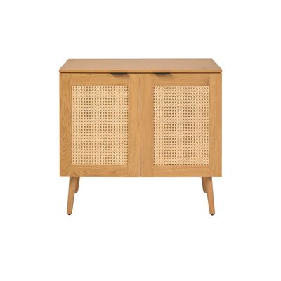 Miliboo Mobiletto da bagno finitura legno chiaro, intreccio in rattan e metallo nero L80 cm MANILLE Miliboo Mobiletto da bagno finitura legno chiaro, intreccio in rattan e metallo nero L80 cm MANILLE