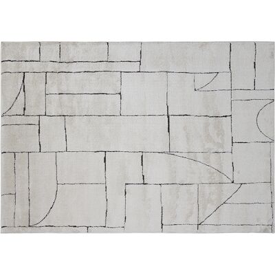Miliboo Tappeto rettangolare a motivi geometrici bianco crema e nero 160 x 230 cm ENVY Miliboo Tappeto rettangolare a motivi geometrici bianco crema e nero 160 x 230 cm ENVY