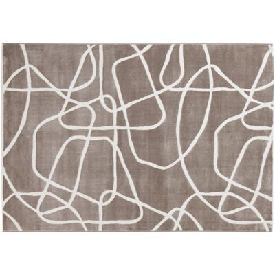 Miliboo Tappeto rettangolare taupe con motivi line art 160 x 230 cm APOLLINE Miliboo Tappeto rettangolare taupe con motivi line art 160 x 230 cm APOLLINE