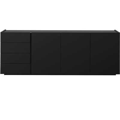 Miliboo Buffet nero lucido 3 porte 4 cassetti L200 cm ISAURE Miliboo Buffet nero lucido 3 porte 4 cassetti L200 cm ISAURE