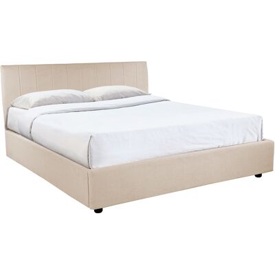 Miliboo Letto contenitore 160x200 cm in tessuto Beige chiaro SOGNO Miliboo Letto contenitore 160x200 cm in tessuto Beige chiaro SOGNO