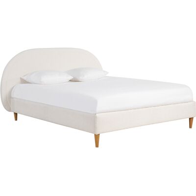 Letto Doppio Miliboo 160x200 Testata rotonda in tessuto bouclé - Letto Letto Doppio Miliboo 160x200 Testata rotonda in tessuto bouclé - Letto
