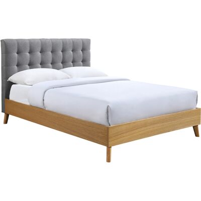 Letto scandinavo Miliboo Lynn - Legno & Poliestere - 140x200cm Letto scandinavo Miliboo Lynn - Legno & Poliestere - 140x200cm