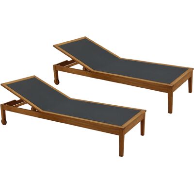 Miliboo Lettini prendisole grigio scuro e legno massello (set di 2) NAVEEN Miliboo Lettini prendisole grigio scuro e legno massello (set di 2) NAVEEN