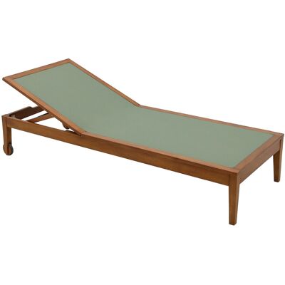 Miliboo Lettino da sole verde kaki e legno massiccio NAVEEN Miliboo Lettino da sole verde kaki e legno massiccio NAVEEN