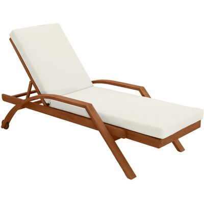 Miliboo Lettino prendisole bianco e legno massello MALAGA Miliboo Lettino prendisole bianco e legno massello MALAGA