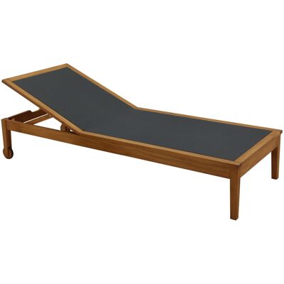 Miliboo Lettino prendisole grigio scuro e legno massello NAVEEN Miliboo Lettino prendisole grigio scuro e legno massello NAVEEN