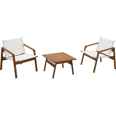 Miliboo Salotto da giardino bianco e legno massiccio PADANG Miliboo Salotto da giardino bianco e legno massiccio PADANG