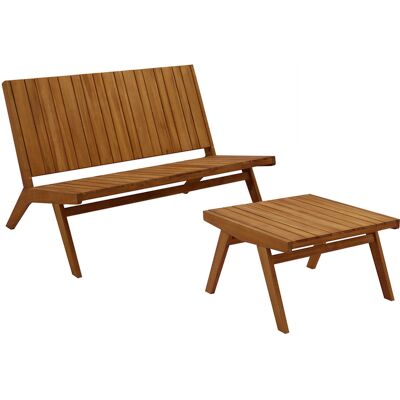Miliboo Salotto da giardino panca 2 posti e tavolino da salotto in legno massello TIDAK Miliboo Salotto da giardino panca 2 posti e tavolino da salotto in legno massello TIDAK