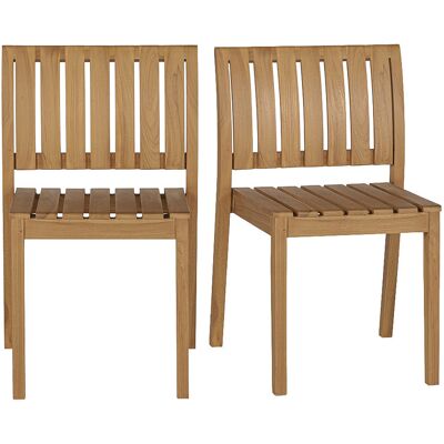 Miliboo Sedie da giardino impilabili in legno di teak massello (lotto da 2) TECKA Miliboo Sedie da giardino impilabili in legno di teak massello (lotto da 2) TECKA