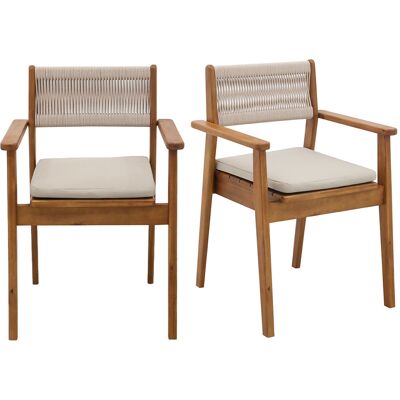 Miliboo Sedie da giardino in legno massiccio e corda intrecciata (set di 2) ZEPHYR Miliboo Sedie da giardino in legno massiccio e corda intrecciata (set di 2) ZEPHYR