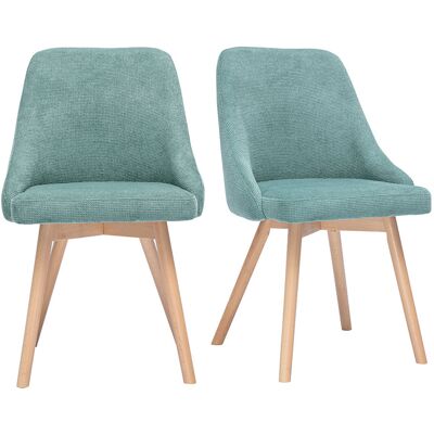 Miliboo Sedie scandinave in tessuto ciniglia verde celadon e legno chiaro (set di 2) HASTA Miliboo Sedie scandinave in tessuto ciniglia verde celadon e legno chiaro (set di 2) HASTA