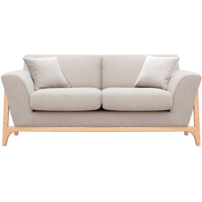 Miliboo Divano scandinavo 2 posti in tessuto effetto velluto testurizzato beige e frassino ASAKO Miliboo Divano scandinavo 2 posti in tessuto effetto velluto testurizzato beige e frassino ASAKO